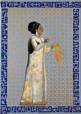Omkulthum 3, acrylic on canvas, 70x50cm