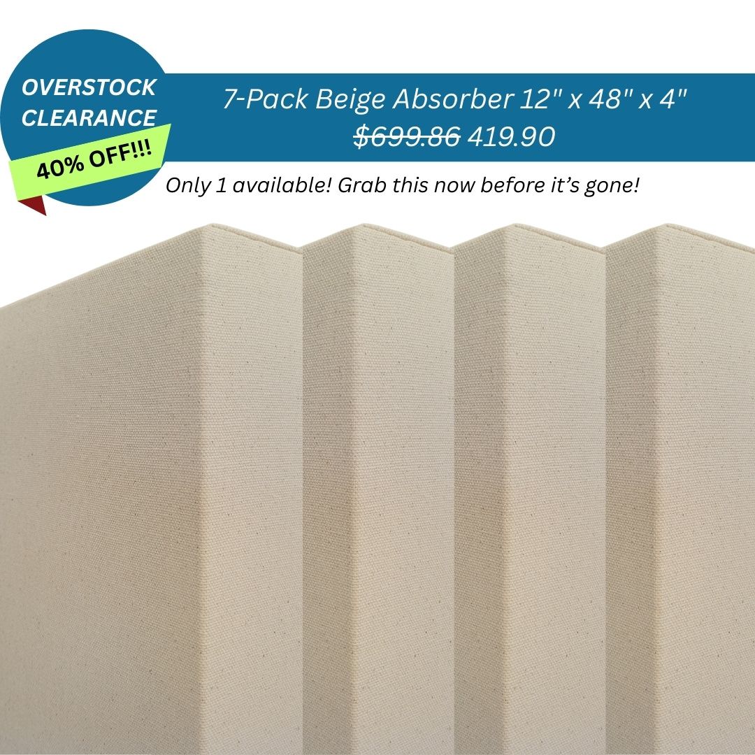 7-Pack 12&quot; x 48&quot; x 4&quot; Rockwool-Absorber in Beige Natural Duck Canvas Fabric