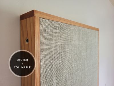 One (1) 36'' x 36'' x 4'' Rockwool Absorber in Oyster Burlap + Col. Maple Pine w/ Two (2) Pairs of French Cleats
