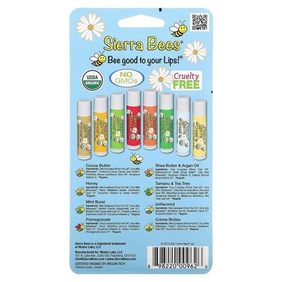 Sierra Bees, Organic Lip Balms Combo Pack, 8 Pack, 0.15 oz (4.25 g) Each