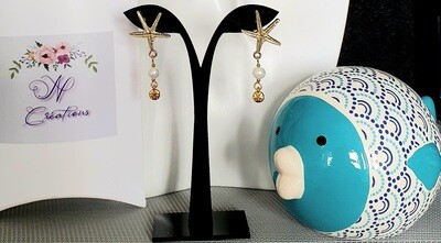 🌊⛱️ Estivales et rafinées. Boucles d&#39;oreilles boutons Étoiles de Mer 🌊🌞 Fabrication artisanale. Modèle unique.
