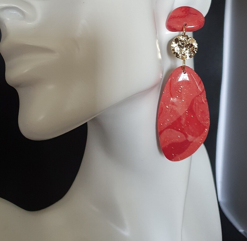 💖 Très jolies B.O en argile Polymère roses poudrées 🌸 et rouges cerises 🍒 Création artisanale. Exemplaire unique.