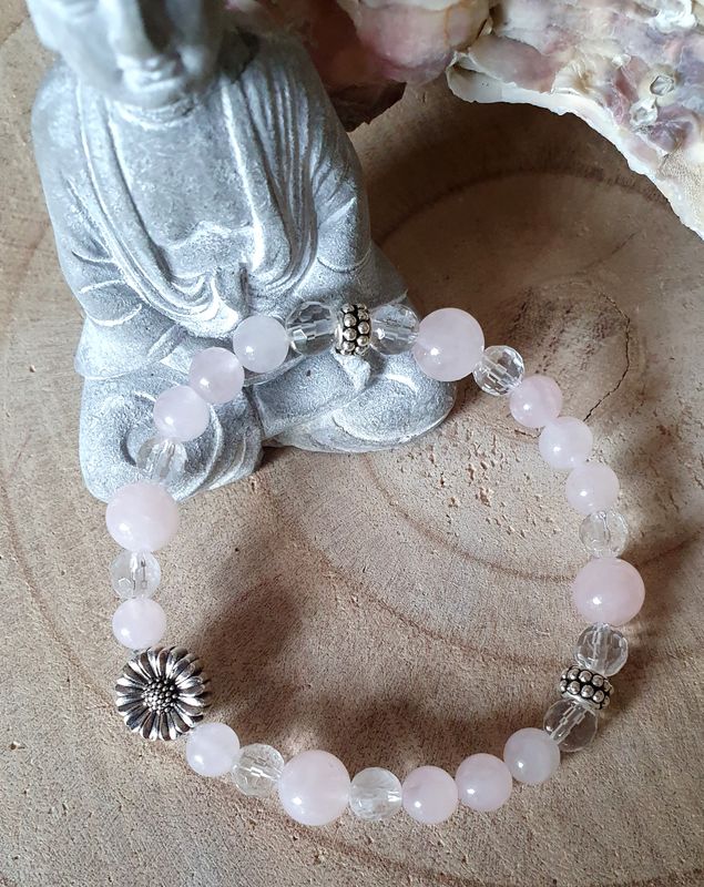 💗💎QUARTZ ROSE/CRISTAL DE ROCHE 💎💗 🙏 TENDRESSE/FÉMINITÉ/APAISEMENT 🙏 Bracelet extensible T.standard (18cm) Véritables pierres naturelles de haute qualité. Création artisanale. Modèle unique.