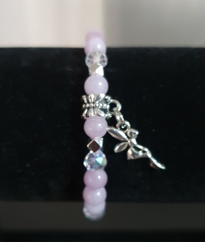 🙏 KUNZITE et CRISTAL 🙏 AMOUR/RÉCONFORT/PROTECTION. Bracelet extensible T.standard 18cm. Création artisanale. Modèle unique.