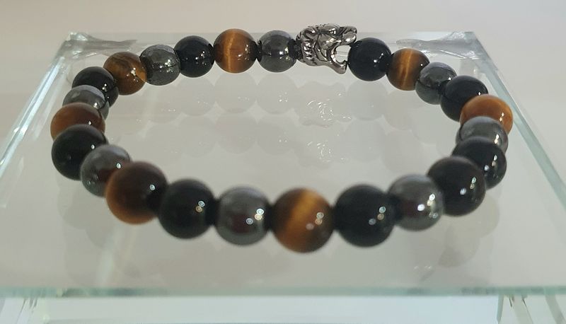 Bracelet Homme Triple Protection 🙏 Hématite/Onyx/Œil de Tigre Création artisanale. Modèle unique