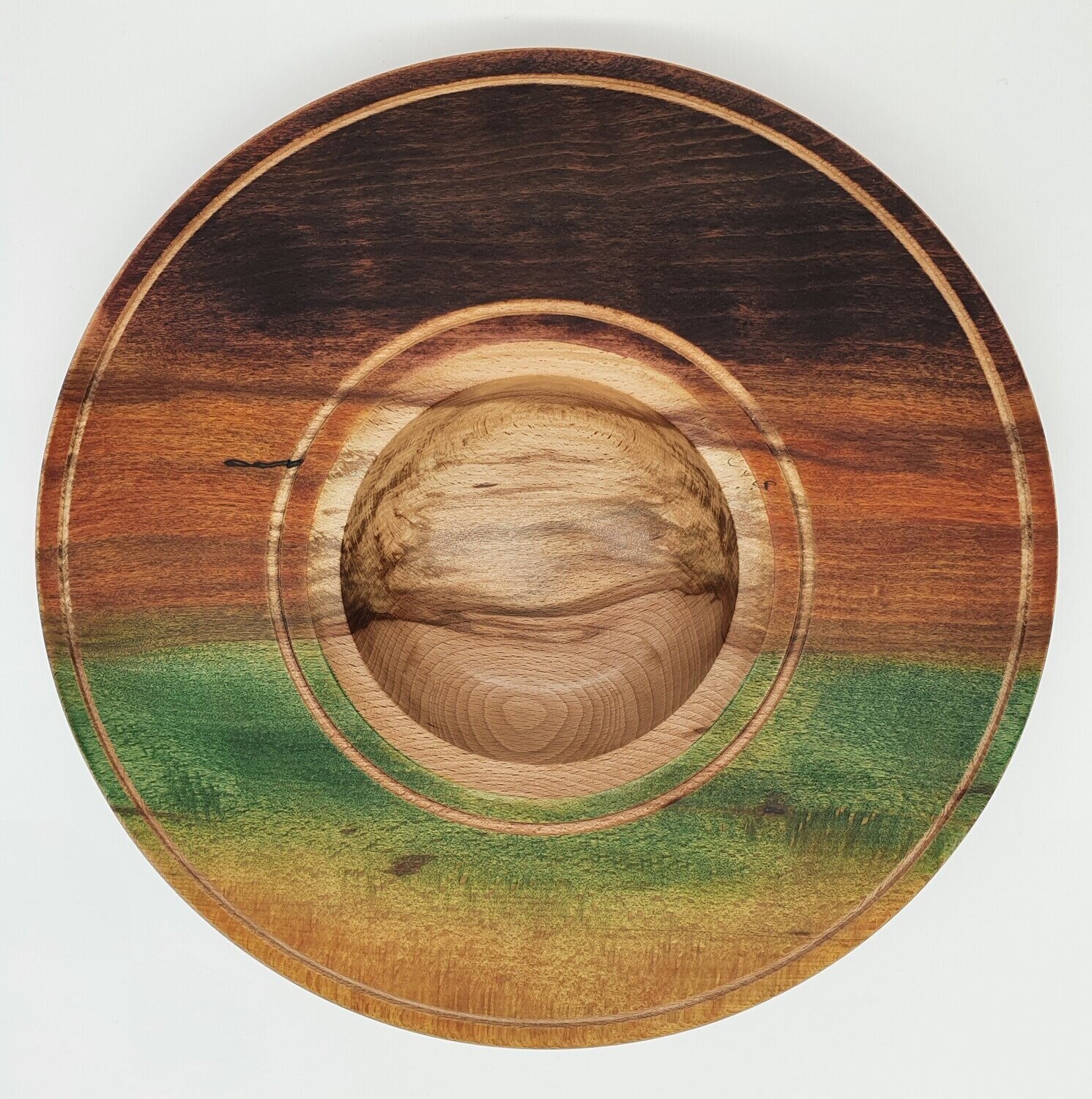 Large Decorative Wooden Bowl - Autumn Sunset