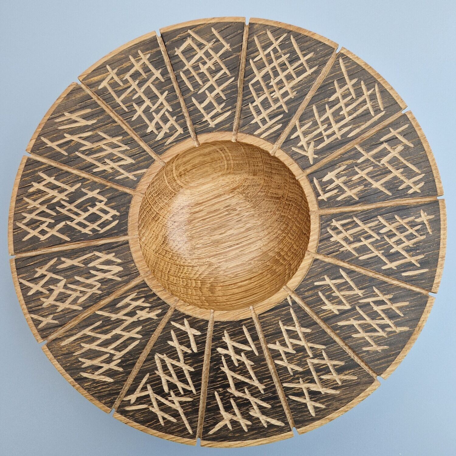 Wide Rimmed Wooden Bowl - Ravaged Oak