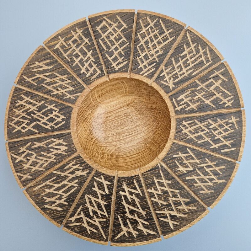 Wide Rimmed Wooden Bowl - Ravaged Oak