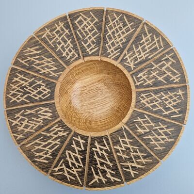 Wide Rimmed Wooden Bowl - Ravaged Oak
