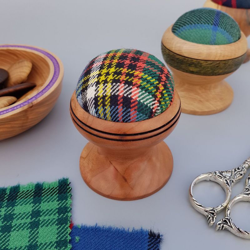 Pin Cushion - Cherry with Anderson Ancient Tartan