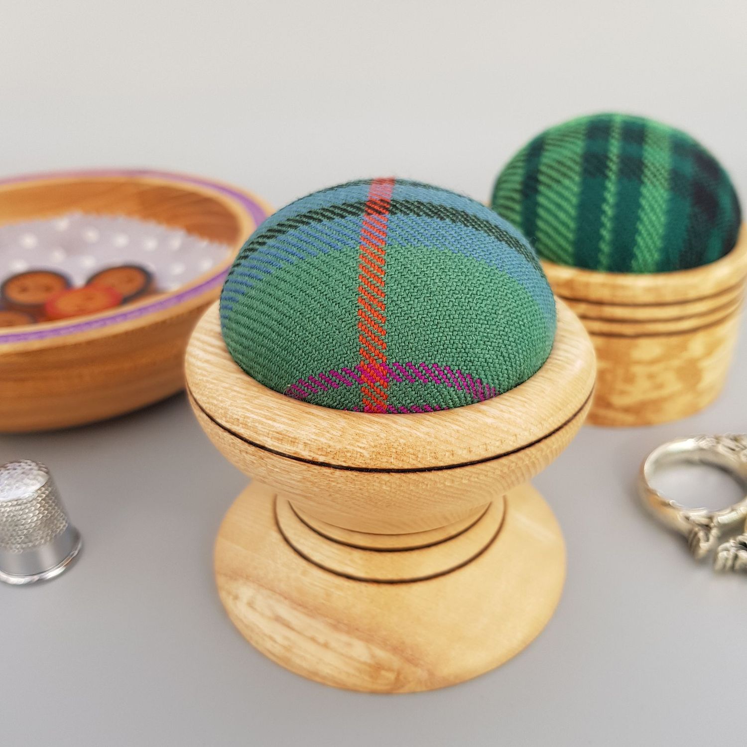 Pin Cushion - Ash with Kennedy Ancient Tartan