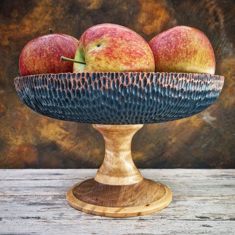 Large Wooden Fruit Bowl - Pedestal Fruit Bowl Large Wooden Fruit Bowl - Pedestal Fruit Bowl