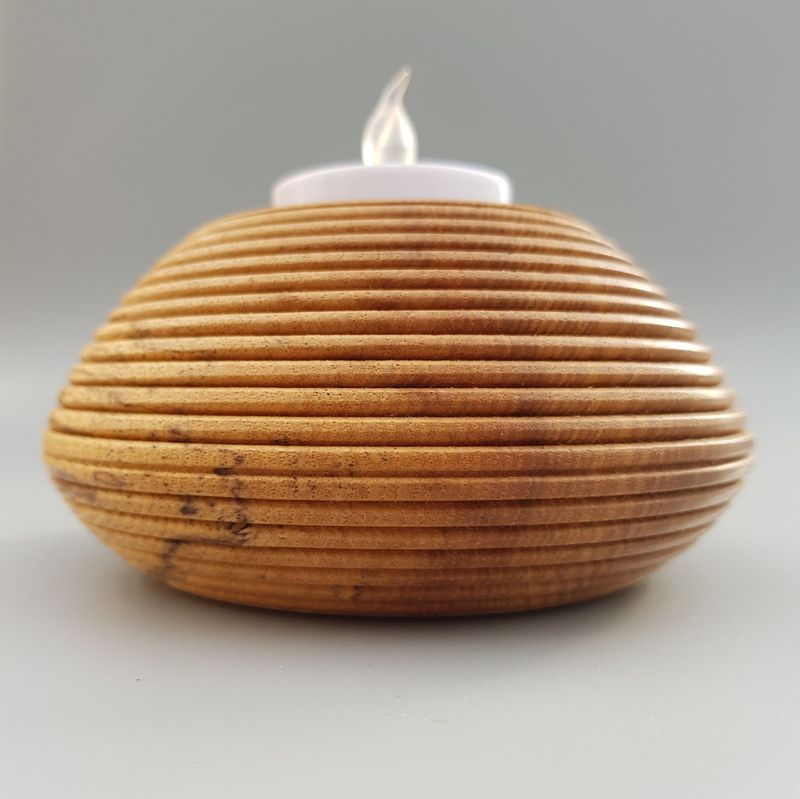 Wooden Tealight Holder - Beaded Ash