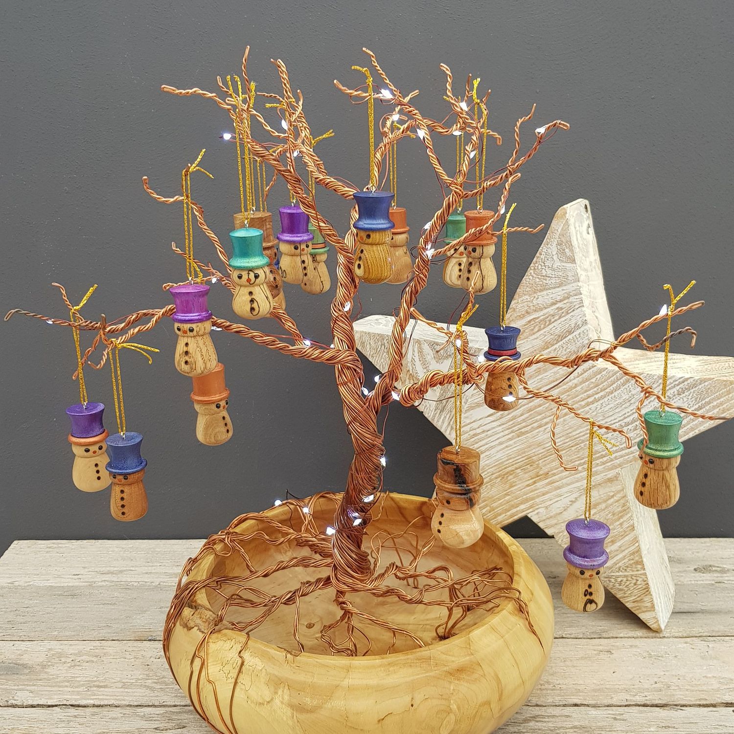 Wooden Snowmen Baubles