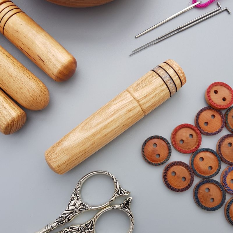 Needle Case in Ash with Coloured Bands