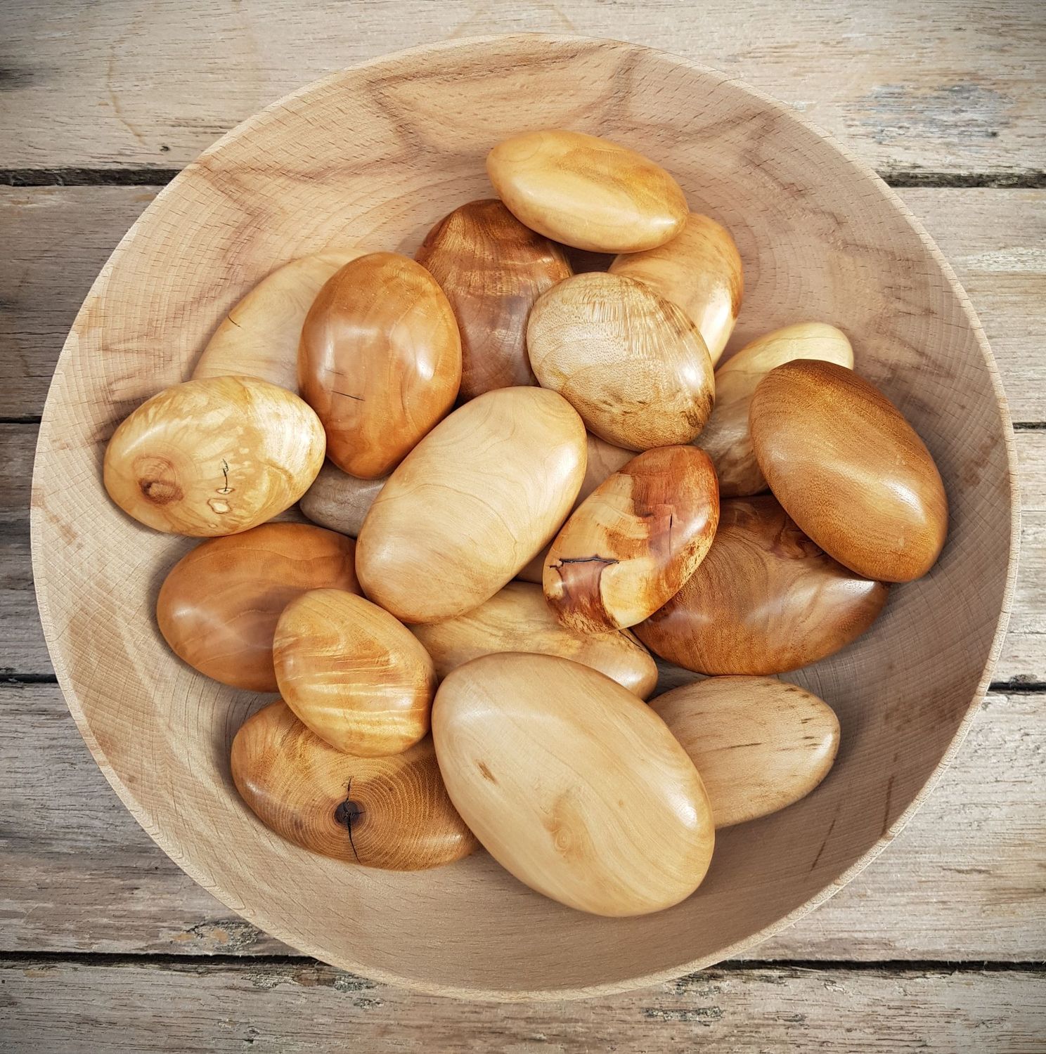 Plain Wooden Pocket Pebbles