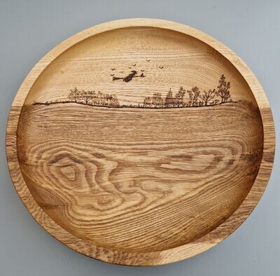 Pyrographed Wooden Bowl - Witch Flight Pyrographed Wooden Bowl - Witch Flight