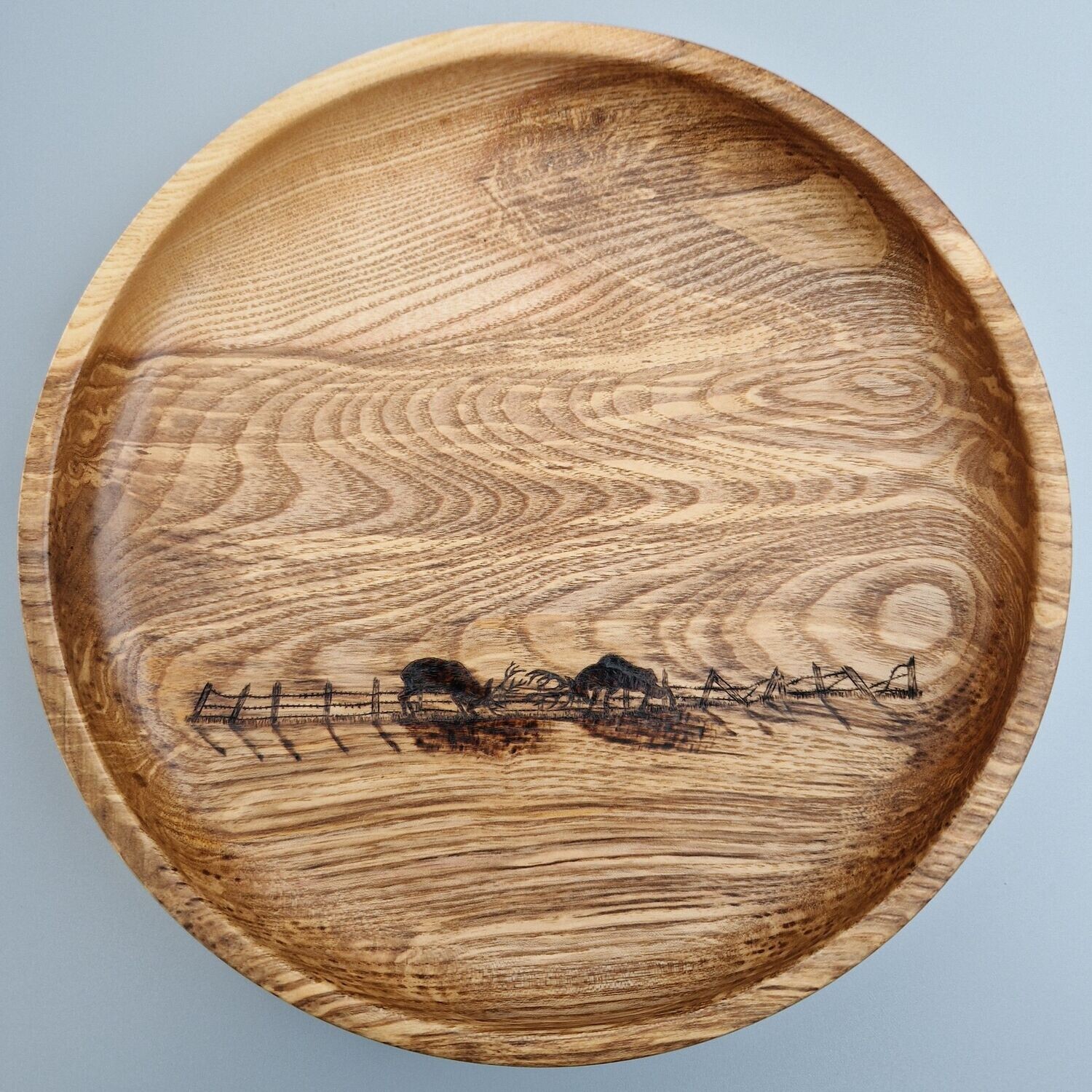 Pyrographed Wooden Bowl - Caught in a Rut Pyrographed Wooden Bowl - Caught in a Rut
