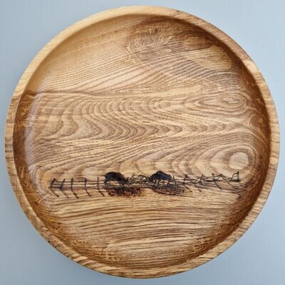 Pyrographed Wooden Bowl - Caught in a Rut Pyrographed Wooden Bowl - Caught in a Rut
