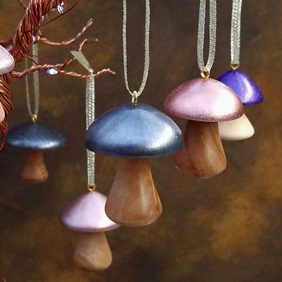 Wooden Shroom Baubles Wooden Shroom Baubles