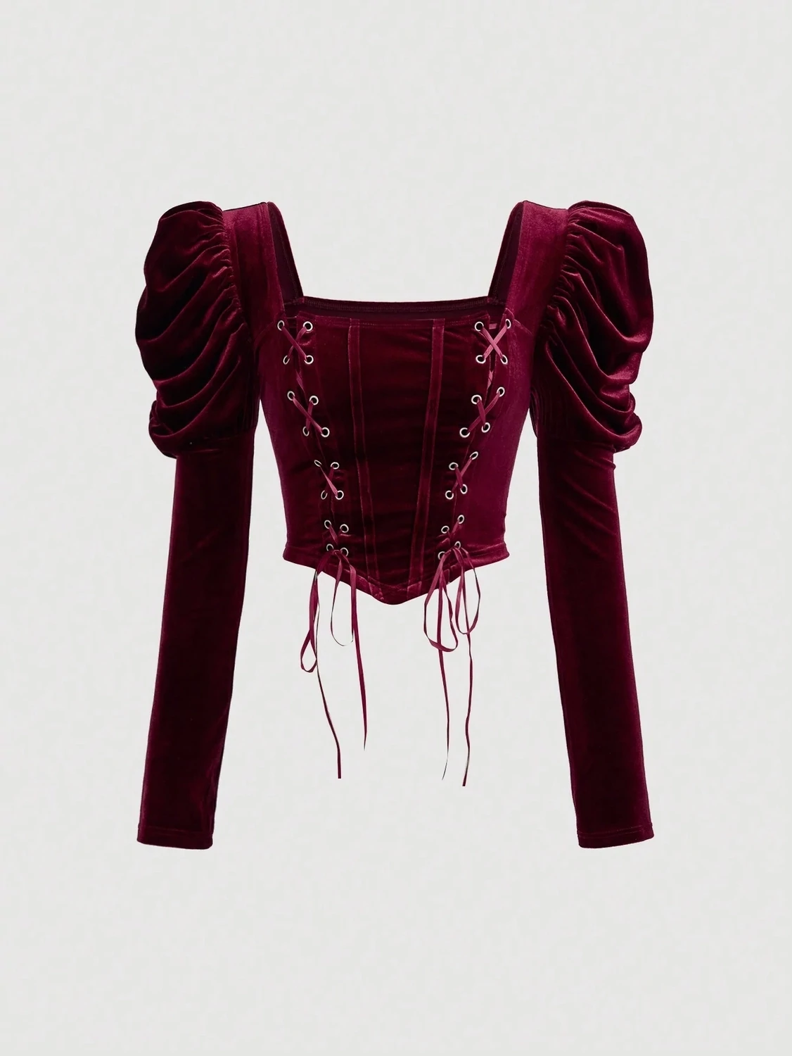 SHEIN MOD Top de cuello cuadrado de manga gigot con cordón