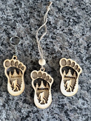 Bigfoot Keychain, Magnet, or Ornament
