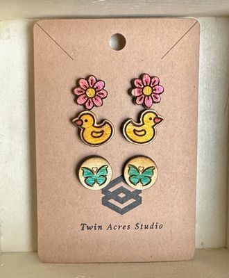 Earrings Painted Trios