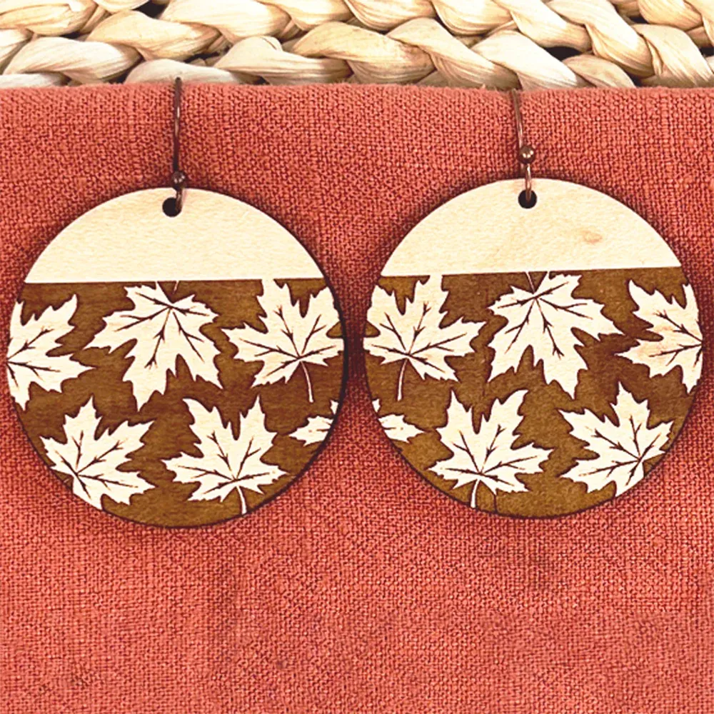 Earrings Round Fall Leaf (Set of 2)