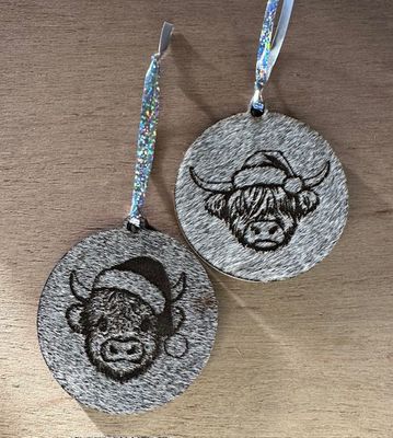 Ornament Highland Calves Hair on Hide Pair