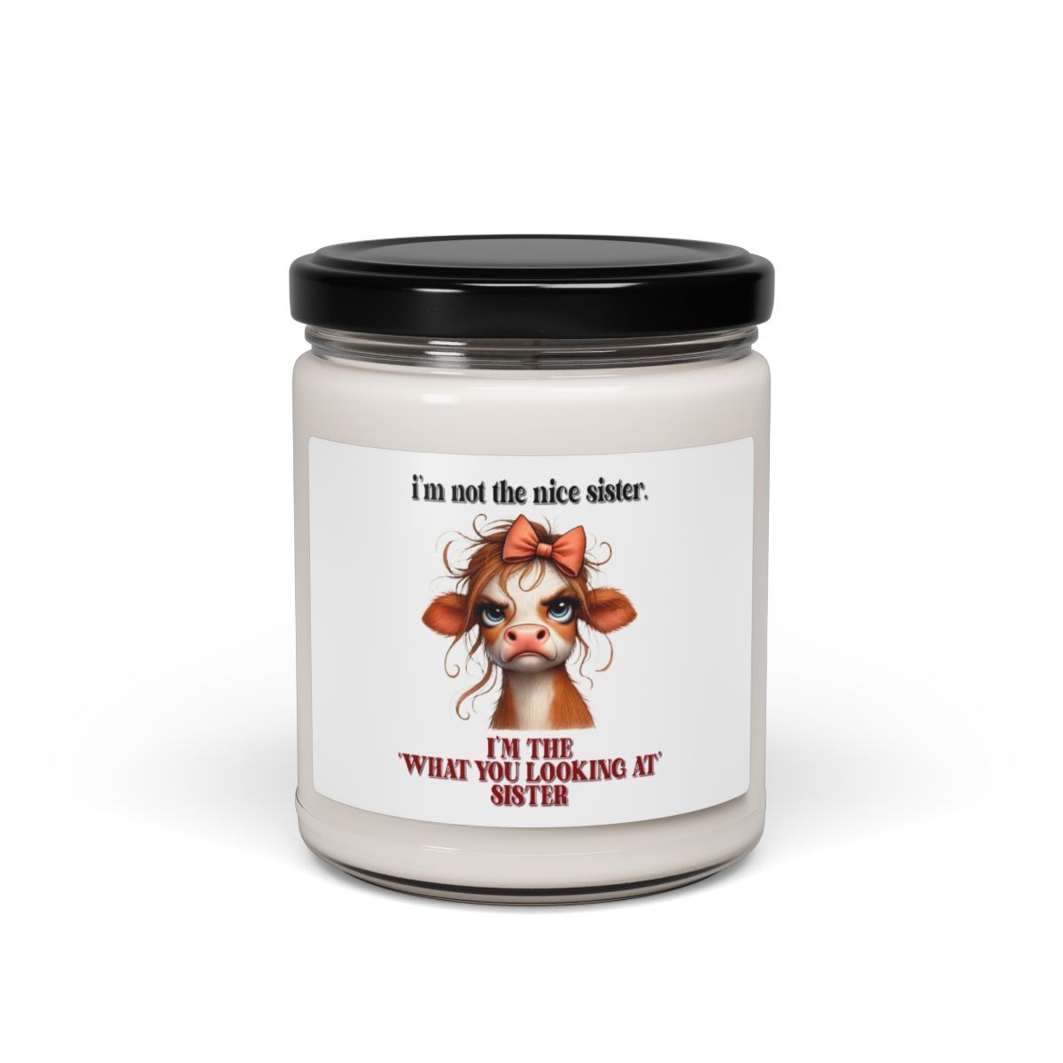 Scented Soy Candle, &quot;I&#39;m Not the Nice Sister&quot; - Perfect Gift for Sisters, Birthday, Housewarming, Humor Decor, Kitchen Candle