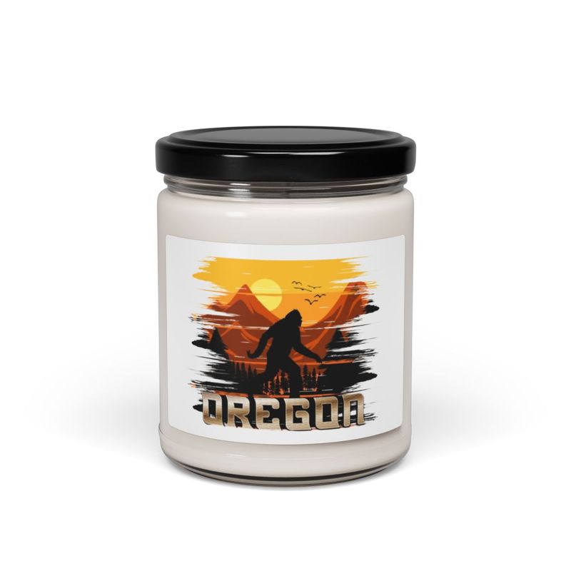 Scented Soy Candle. Oregon Bigfoot Adventure-themed, Perfect for Gifts, Home Décor, Camping, Relaxation