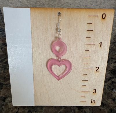 Earrings, Pale Pink Double Hearts