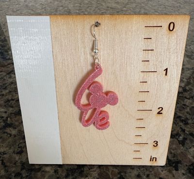 Earrings, Sparkling Pink Mouse-Love