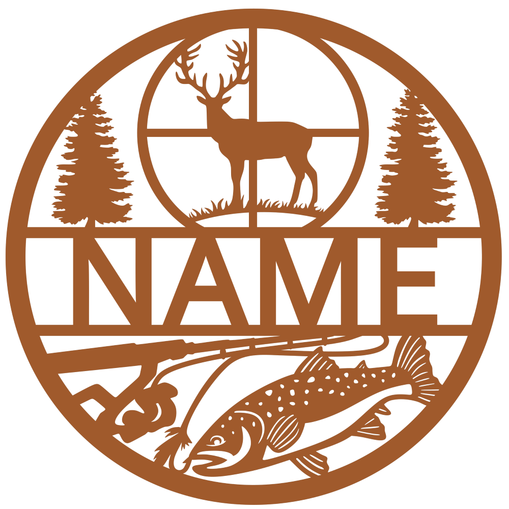 Hunting and Fishing Name Sign Customize