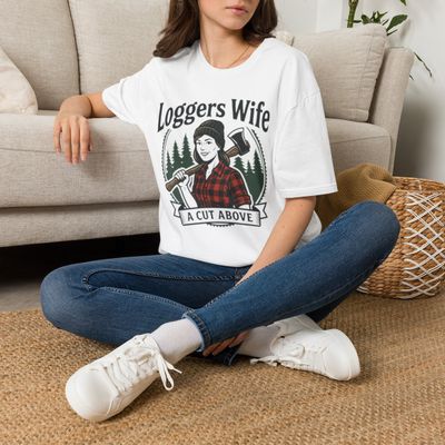 T-Shirt Loggers Wife graphic tee | Logger wife shirt with axe and forest design