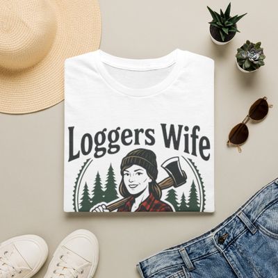 T-Shirt Loggers Wife graphic tee | Logger wife shirt with axe and forest design