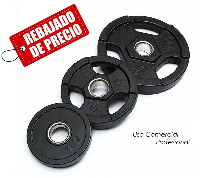 Platos Olímpicos en Hierro Cubiertos de Goma (Varios Tamaños) $3.00/libra
