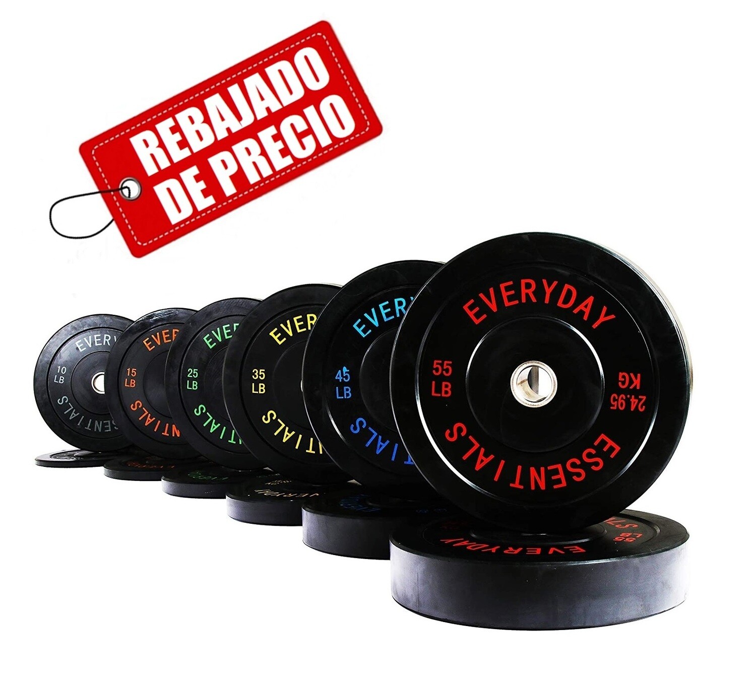 Platos Olímpicos en Goma Sólida - Rubber Bumper Plates (Varios Tamaños) $3.25/libra