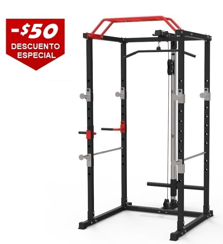 Power Cage with Lat Pulldowns, Safety &amp; Parallel Bars