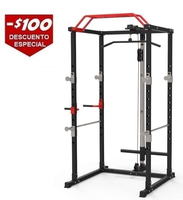 Power Cage with Lat Pulldowns, Safety &amp; Parallel Bars