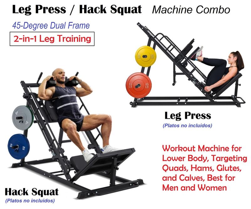 Leg Press / Hack Squat Machine 2-en-1