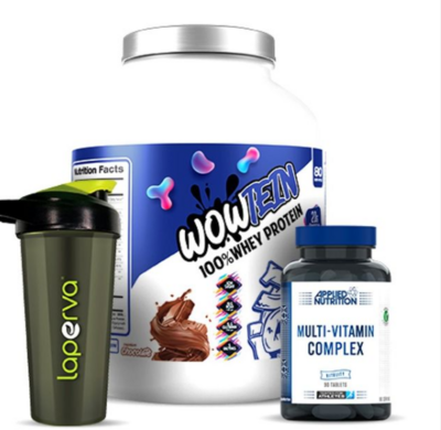 Combo : WOW Protein 5LB + Applied Nutrition MultiVitamin+LAPERVA SHAKER 600 ML (20 OZ)