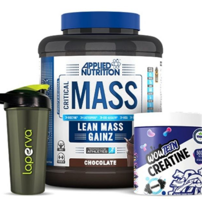 Combo : APPLIED NUTRITION Critical Mass Lean Mass Gainz + WOWTEIN Creatine 300g + LAPERVA SHAKER 600 ML (20 OZ)
