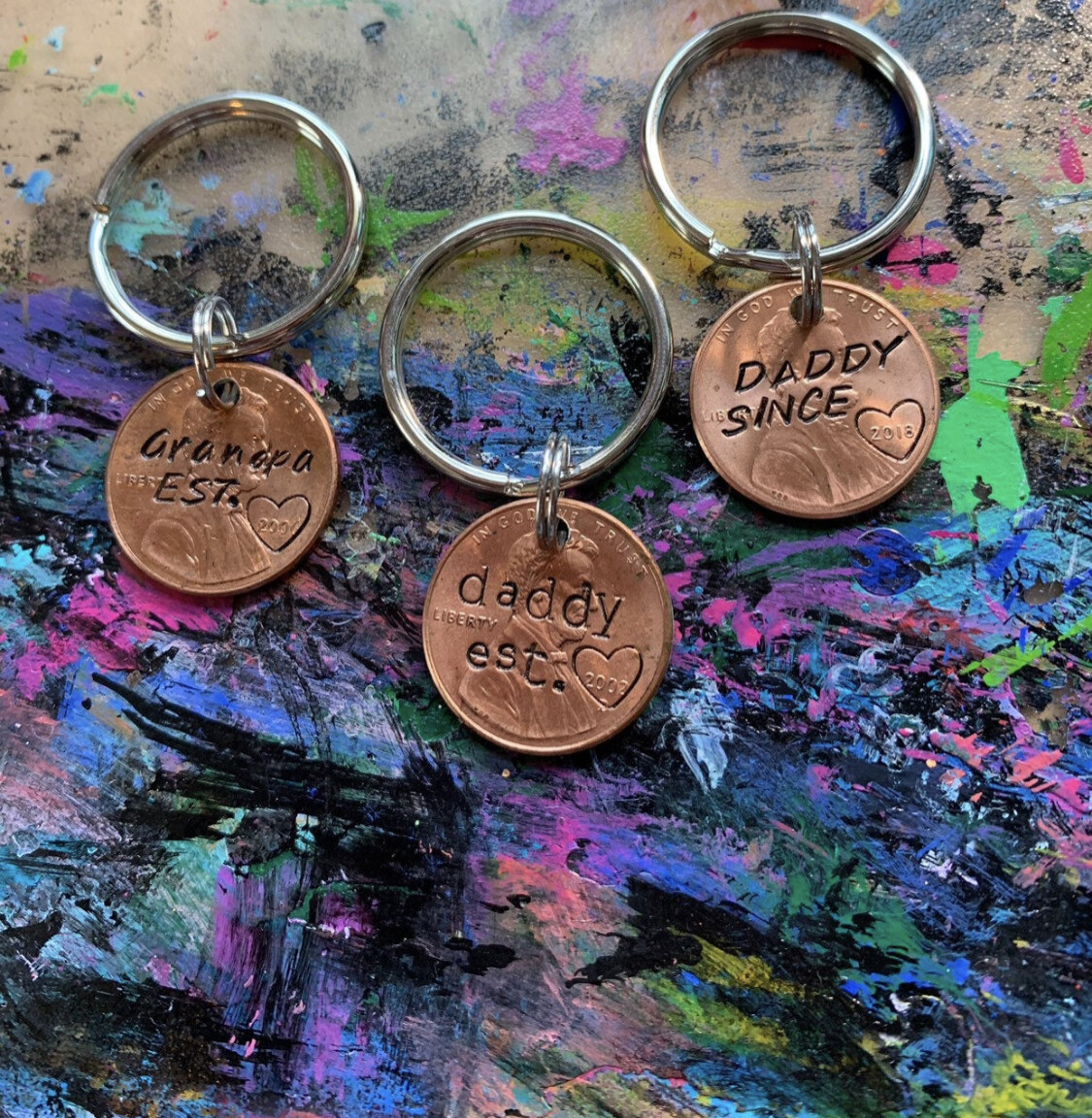Custom HandStamped Penny est. Keychain