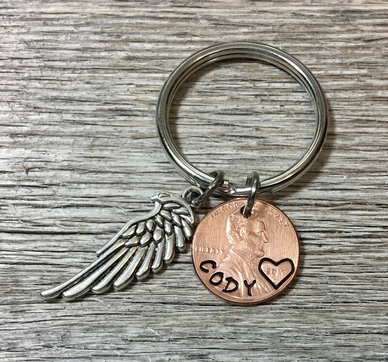 Custom Angel Personalized Penny Keychain