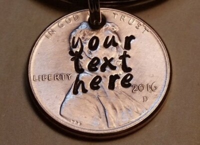 Custom Hand Stamped Penny Keychain