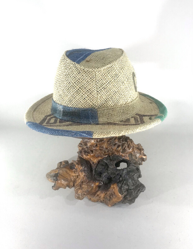 Coffee Hessian Brimmed Hat