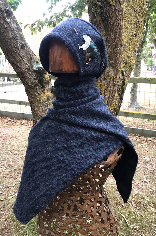 Harris Tweed Navy Blue Scarf