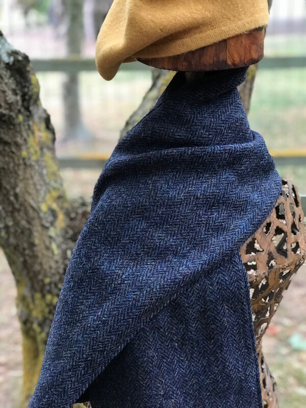 Harris Tweed Navy Blue Scarf