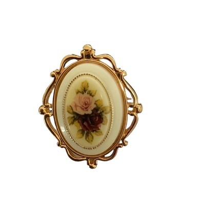 Sweetest Barcs Oval Cameo Style Brooch - Estate Jewellery